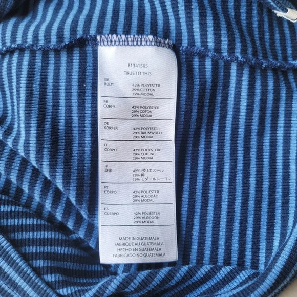 Volcom Womens Possession Body Con Dress Cut Out Back Blue Striped Stretch Sz L - Picture 13 of 14